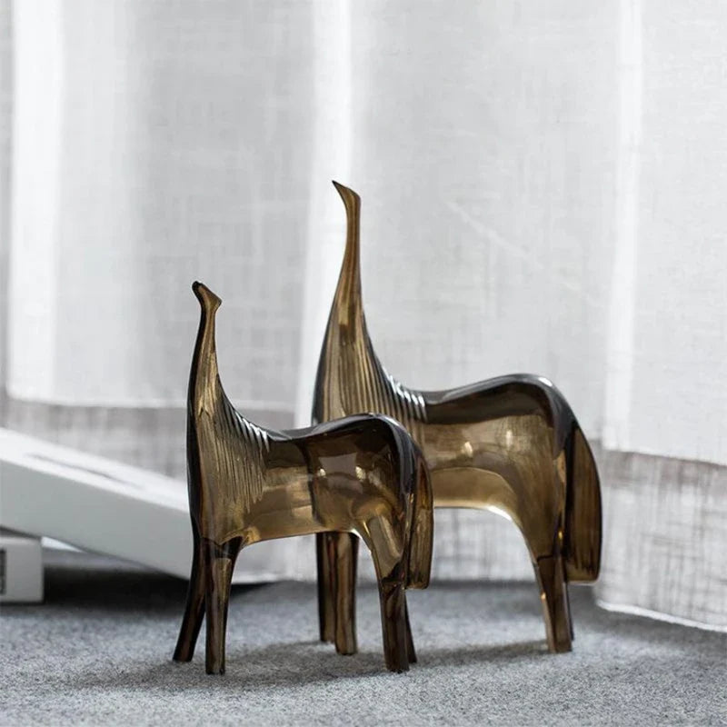 Abstract Design Horse Statues – Mare & Foal Duo in Resin (22 cm & 27.5 cm)