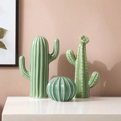 Ceramic Indoor Decor Cactus Statue