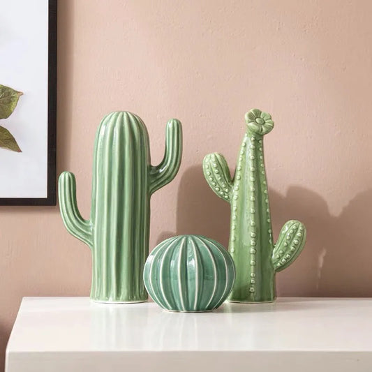 Ceramic Indoor Decor Cactus Statue