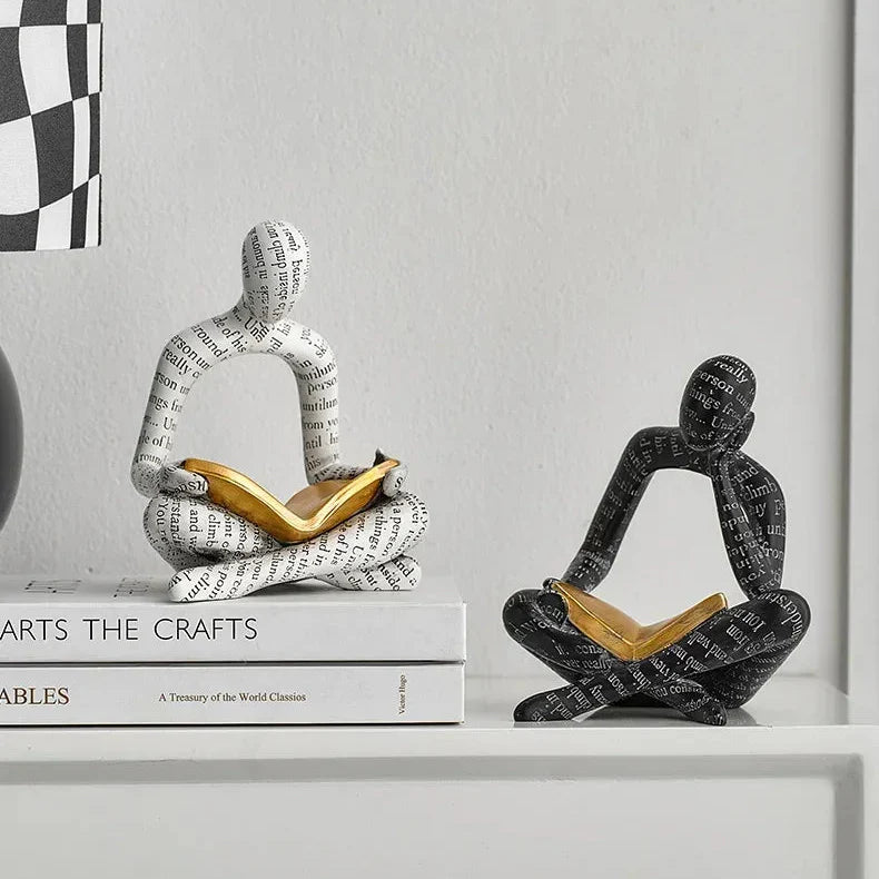 Amused Nordic Reading Sculpture