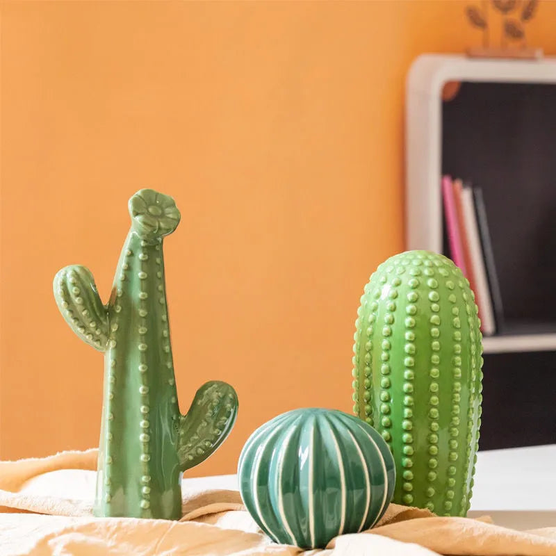 Ceramic Indoor Decor Cactus Statue