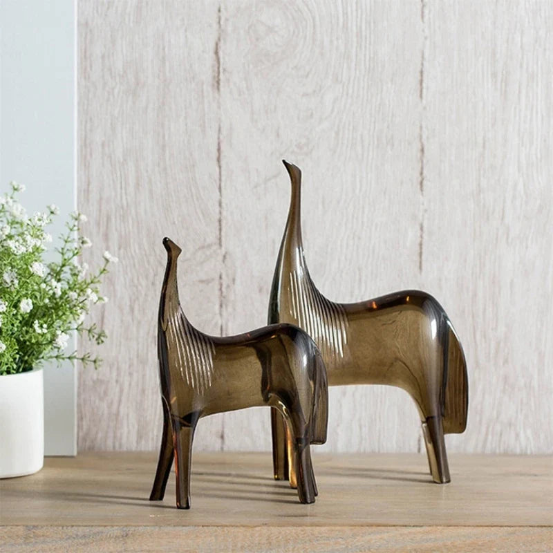 Abstract Design Horse Statues – Mare & Foal Duo in Resin (22 cm & 27.5 cm)