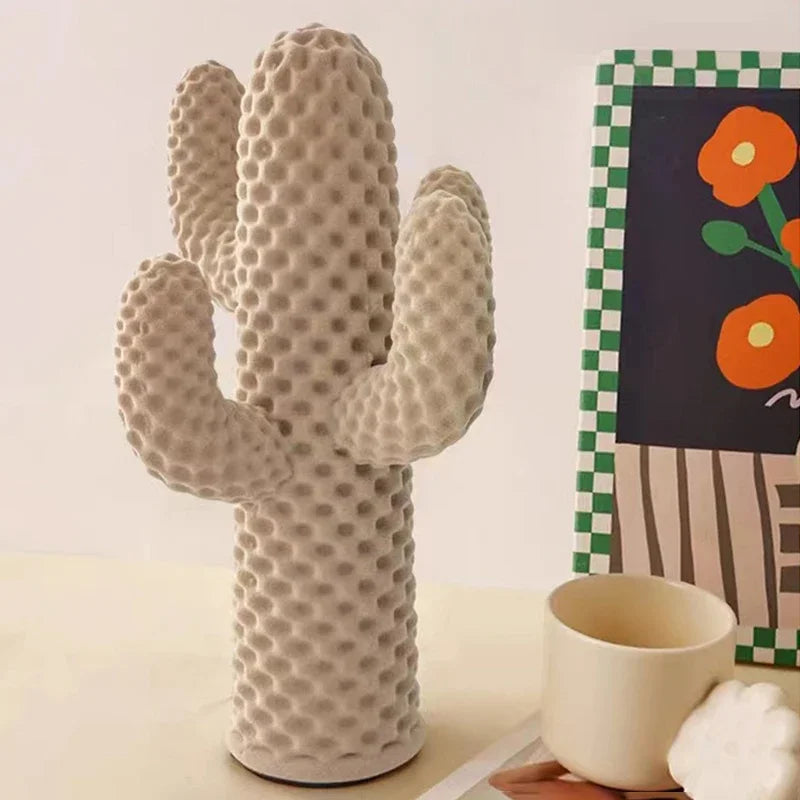 Modern Resin Cactus, Green or Beige, 25 cm