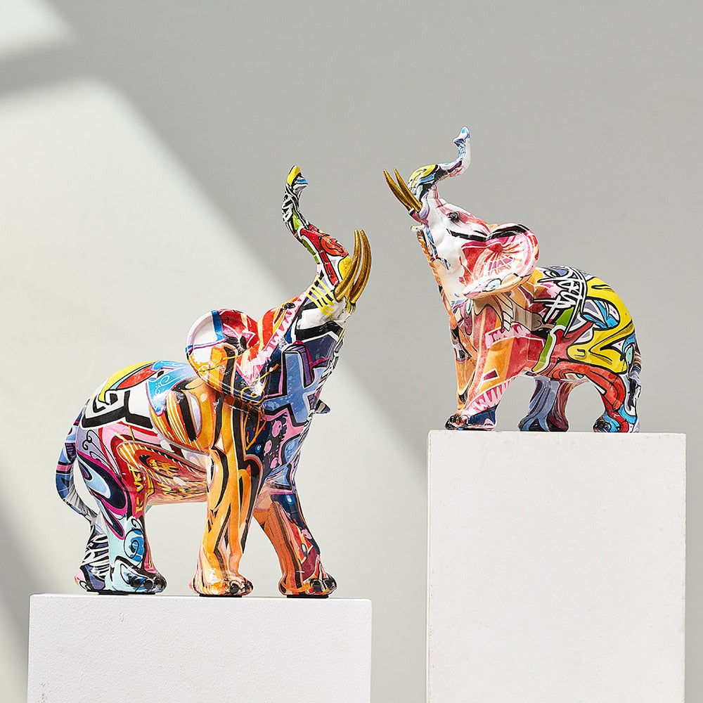 Elephant Nordic Painted Statue1