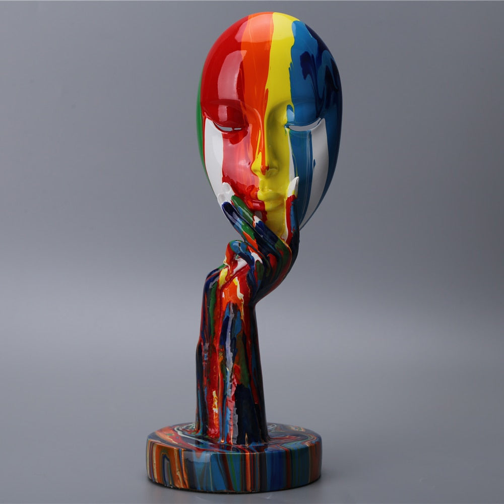 Abstract Painted Face Sculptures