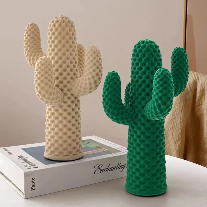 Modern Resin Cactus, Green or Beige, 25 cm