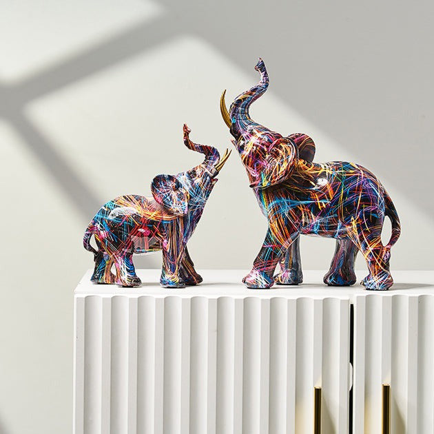 Elephant Nordic Painted Statue1