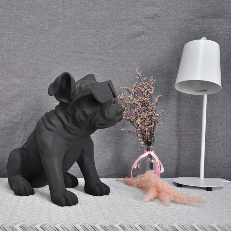 Dog Statue <br/> Bulldog with Glasses 34 cm