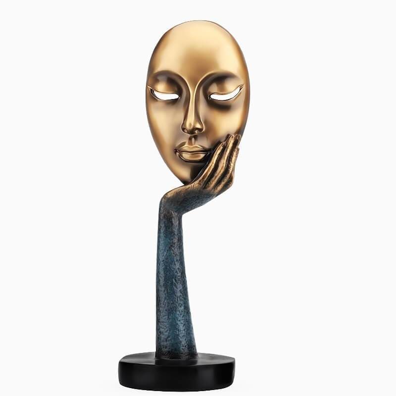 Pensive Woman Statue <br/> Gold Face 28 / 37 cm