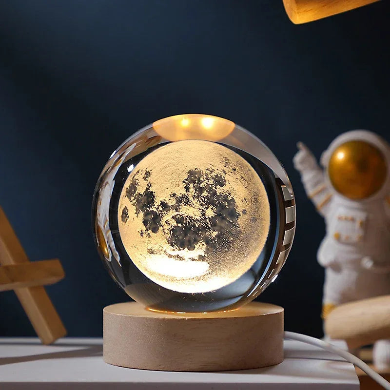 3D Rotating Crystal Ball with LED Lights - Astronomy Decor Object