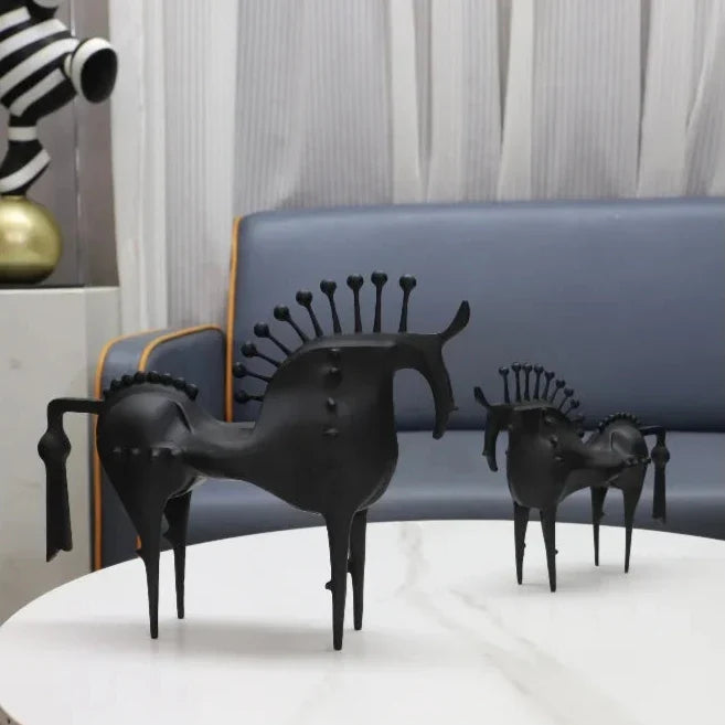 Abstract Horse Metal Sculpture