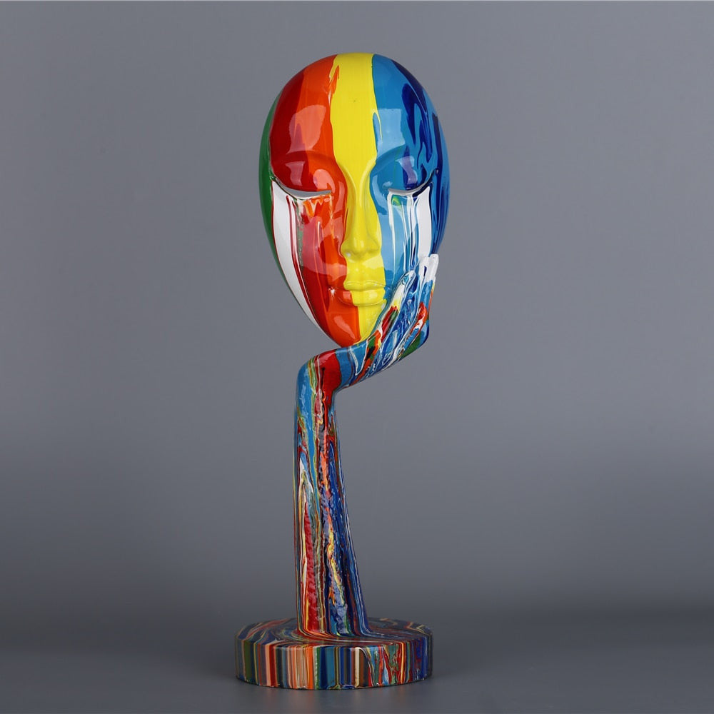 Abstract Painted Face Sculptures