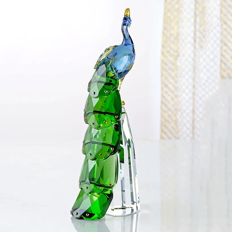 Crystal Peacock Statue – Design Decorative Sculpture 24 cm