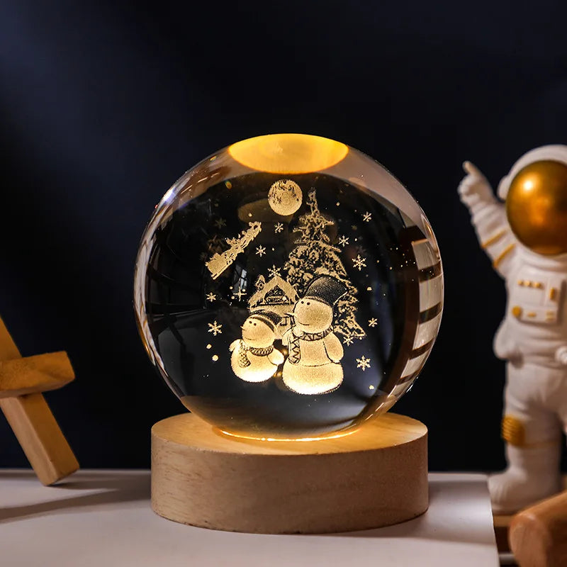 3D Rotating Crystal Ball with LED Lights - Astronomy Decor Object