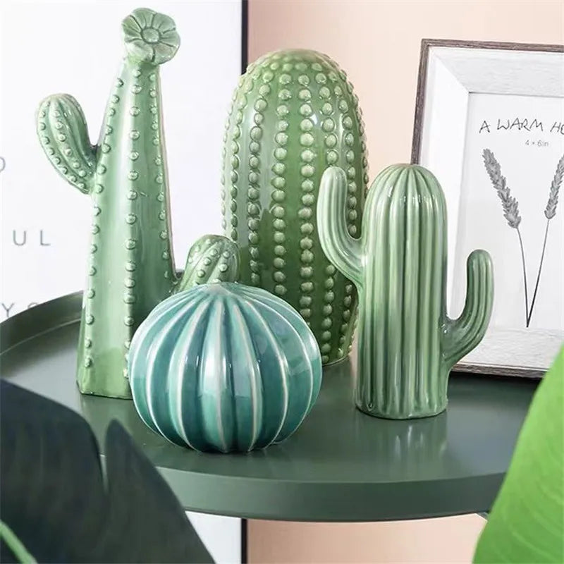 Ceramic Indoor Decor Cactus Statue