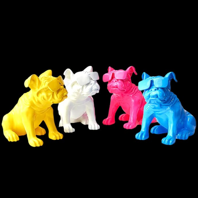 Dog Statue <br/> Bulldog with Glasses 34 cm
