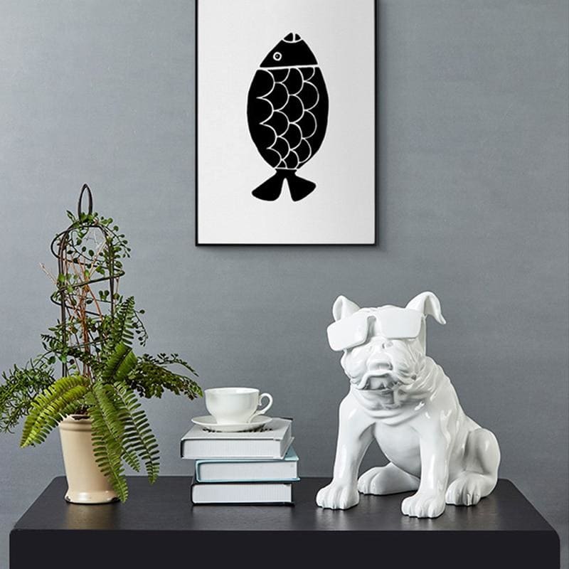 Dog Statue <br/> Bulldog with Glasses 34 cm