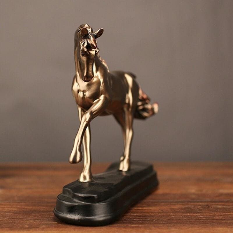 Horse Statue <br/> Gold, Bronze Effect, 20 cm