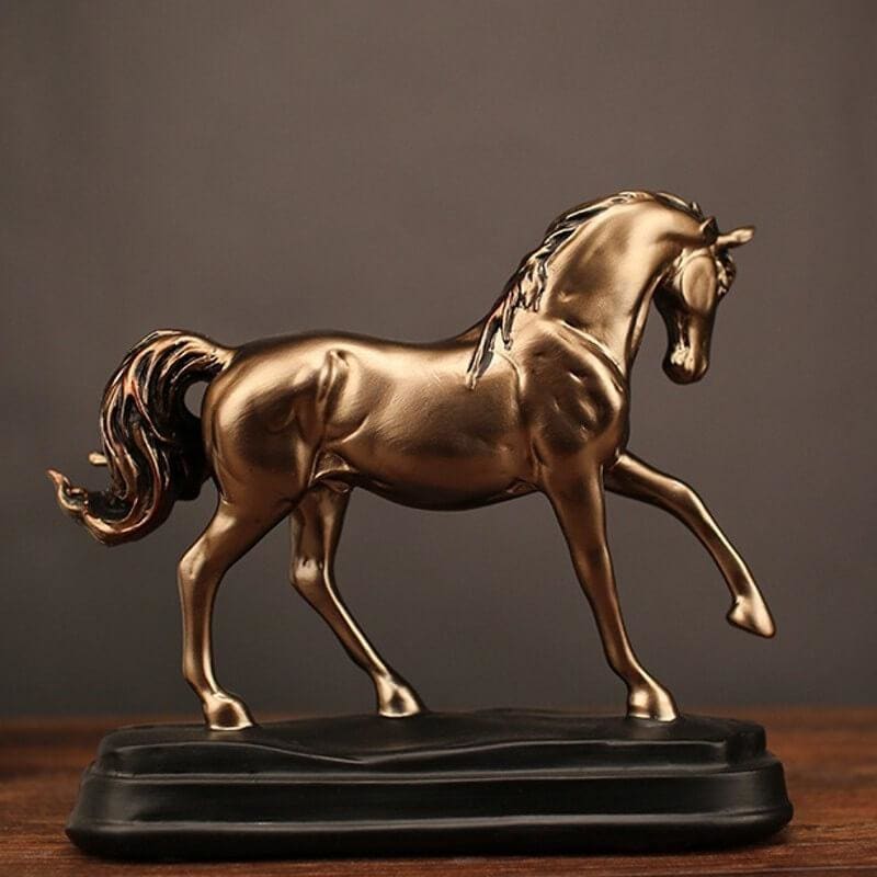 Horse Statue <br/> Gold, Bronze Effect, 20 cm