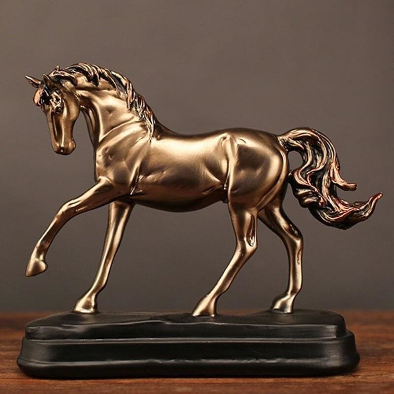 Horse Statue <br/> Gold, Bronze Effect, 20 cm