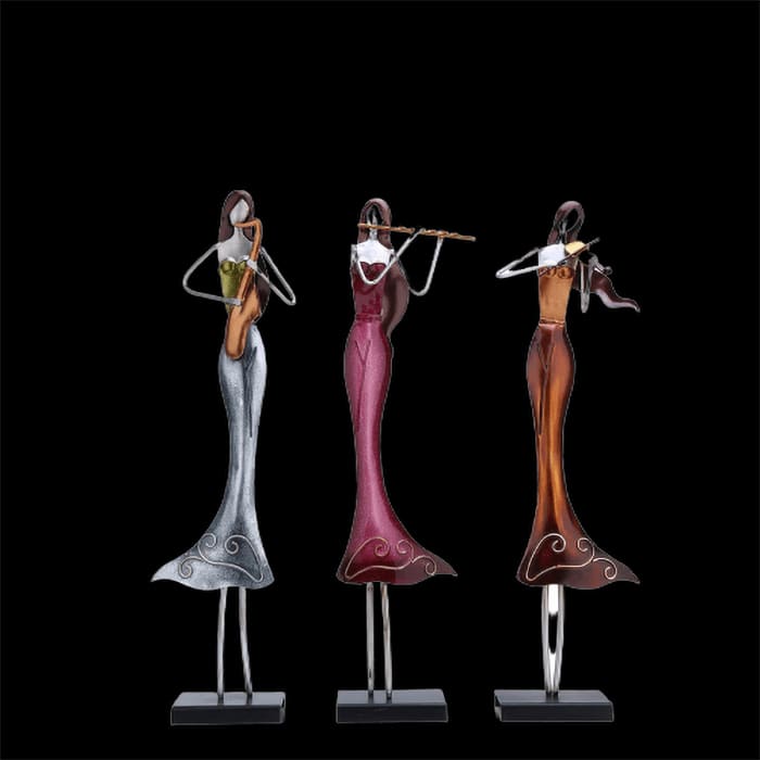 Woman Statue <br/> Metal Musician 50 cm
