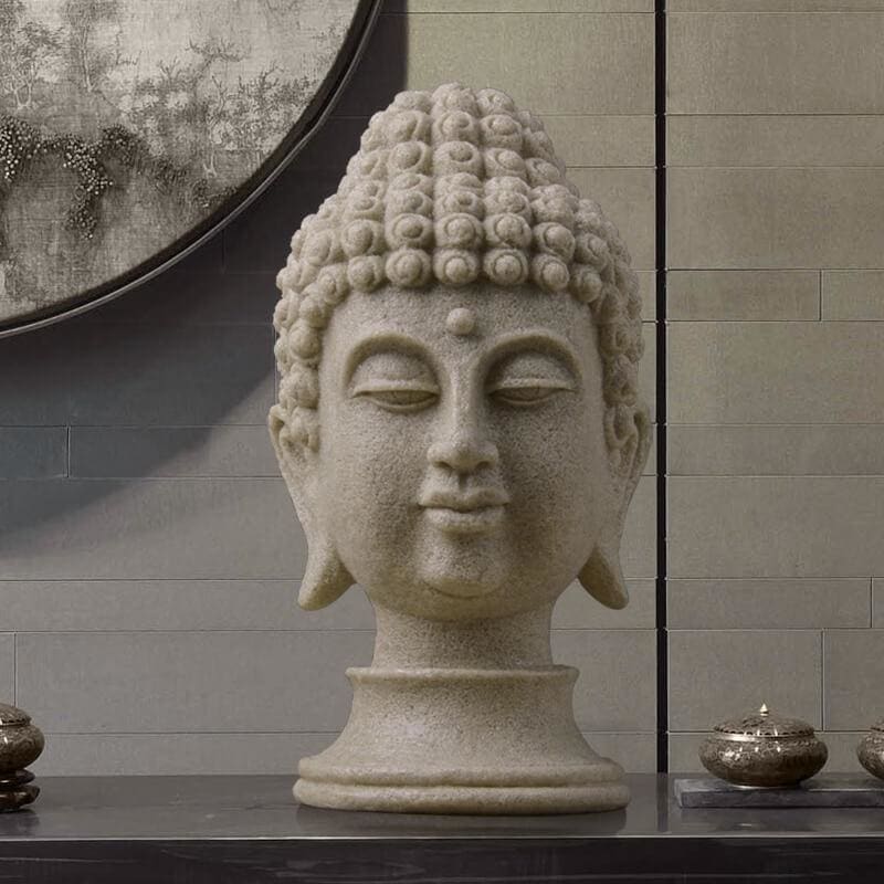 Modern Sculpture, Stone Buddha <br/> Head 33 cm