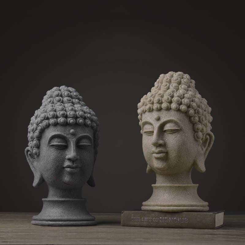 Modern Sculpture, Stone Buddha <br/> Head 33 cm