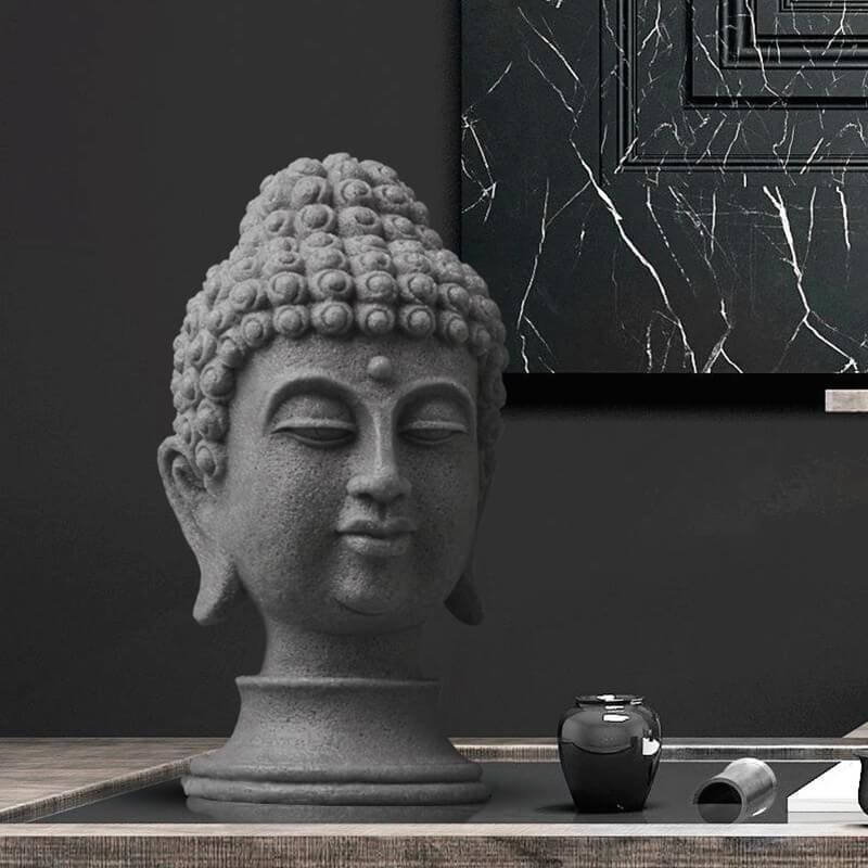 Modern Sculpture, Stone Buddha <br/> Head 33 cm