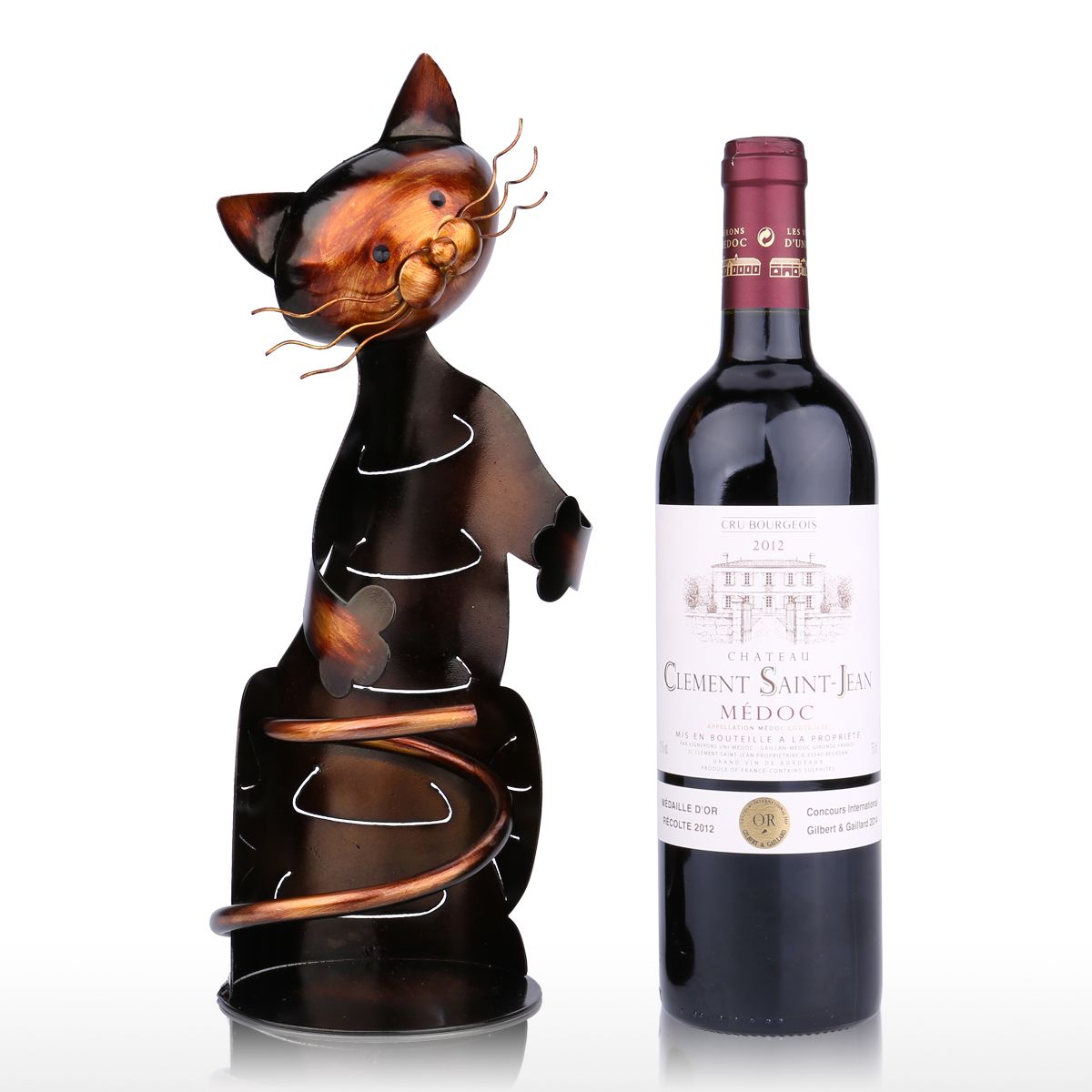 Chrome Cat Wine Holder
