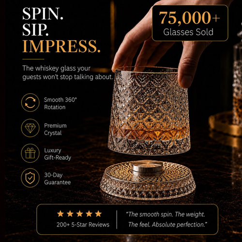 Tokyo Crystal Spinning Whiskey Glass & Base