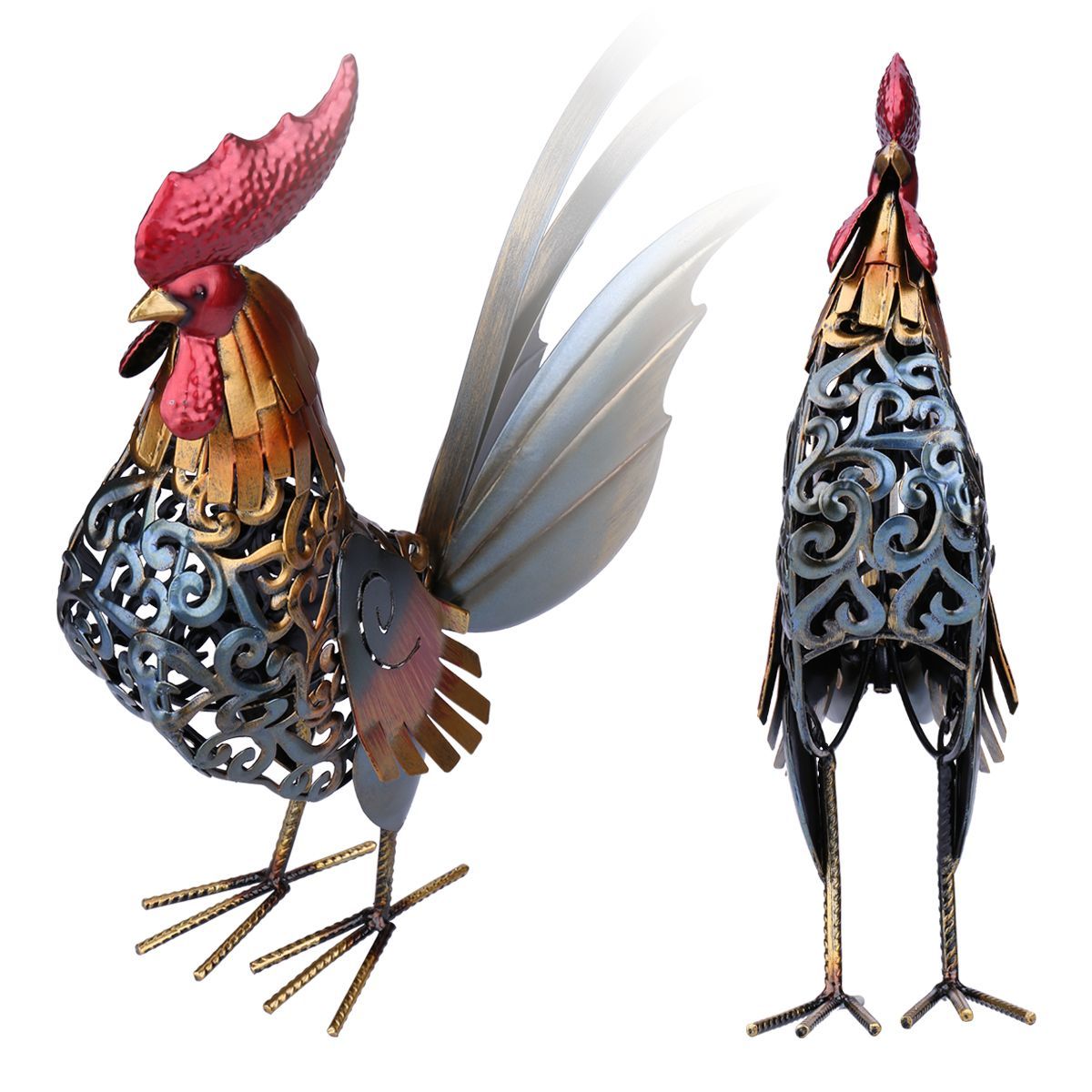 Iron Rooster Sculpture