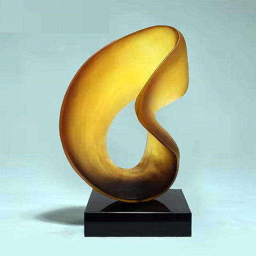 Minimalist Amber Geometric Abstract Sculpture 50 cm