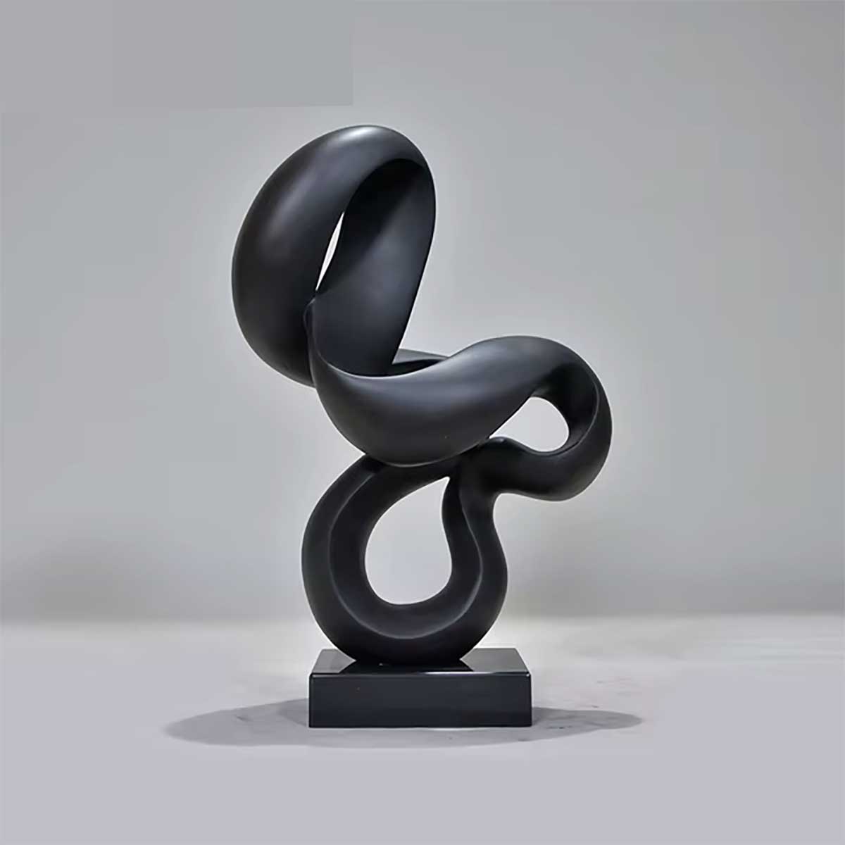 Minimalist Black Geometric Abstract Sculpture 59 cm