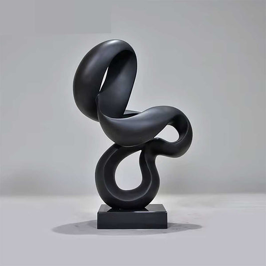 Minimalist Black Geometric Abstract Sculpture 59 cm