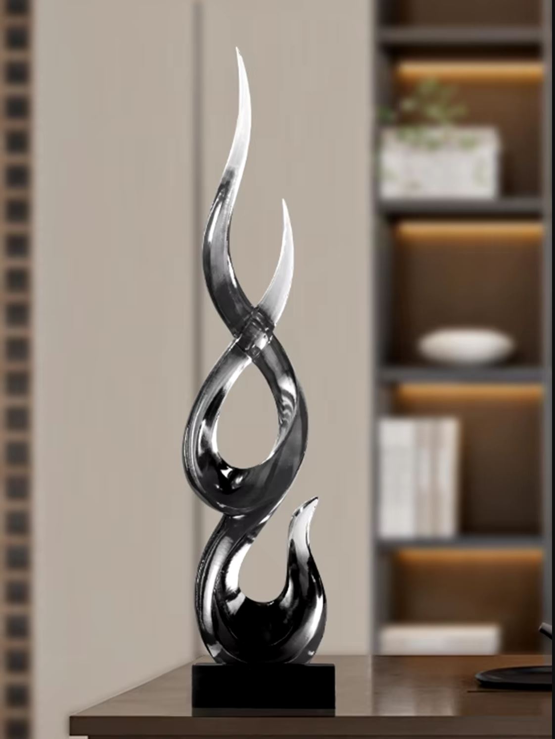 Transparent Gray Abstract Resin Sculpture 67 cm