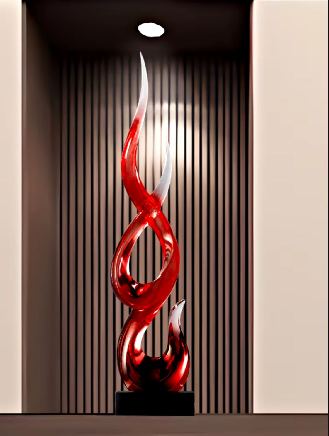 Transparent Red Abstract Resin Sculpture 67 cm