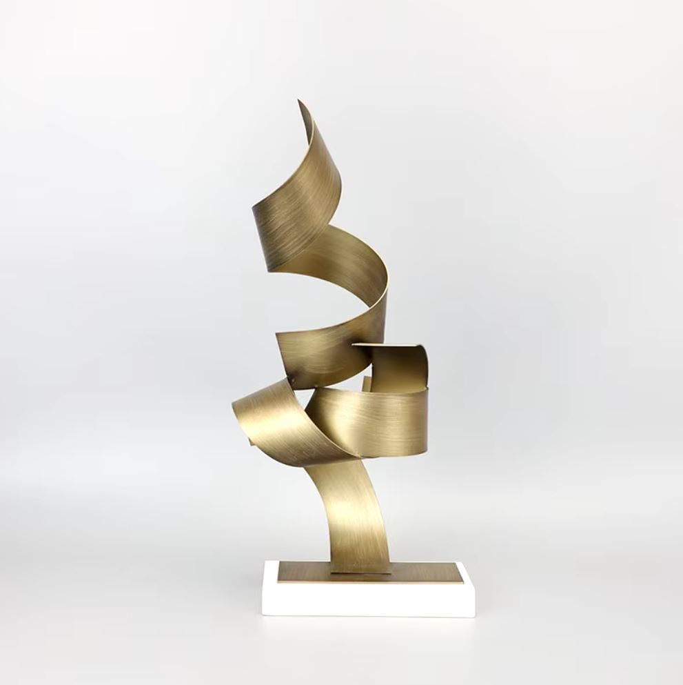Gold Metal Abstract Art Sculpture 40 cm