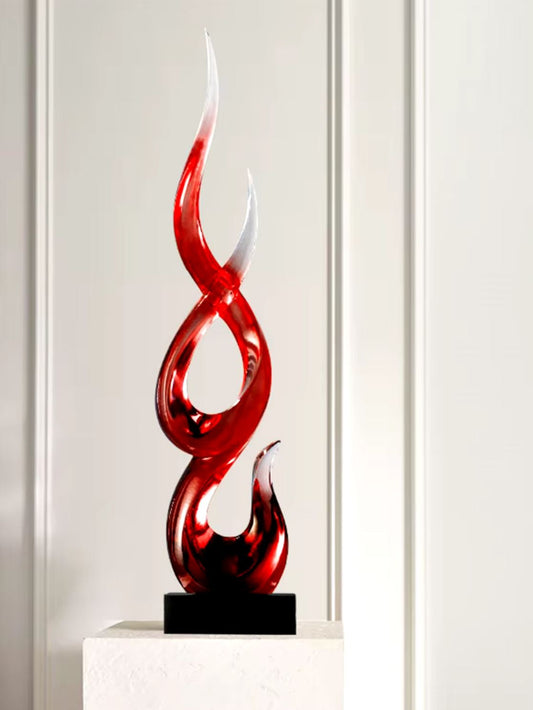 Transparent Red Abstract Resin Sculpture 67 cm