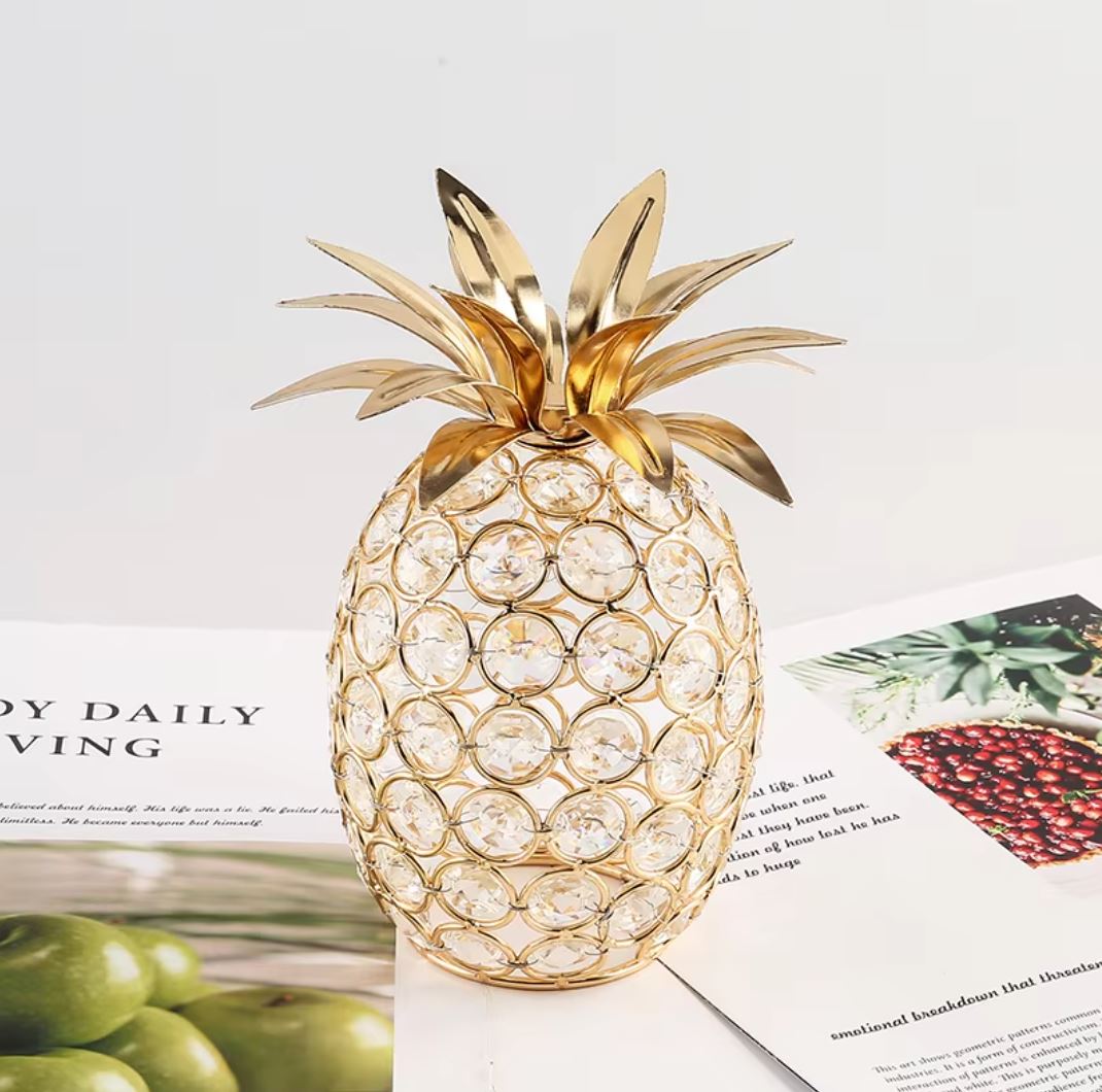 Gold Glass Pineapple Sculpture 19 cm