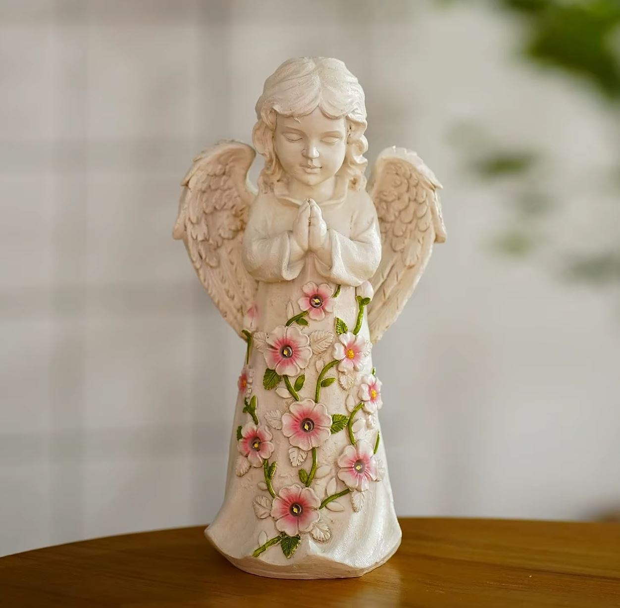Angel Child Statue with Outdoor LED 21 cm