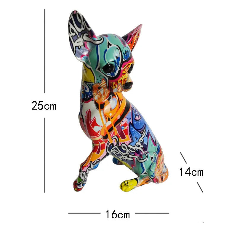 Chihuahua Graffiti Painted Statue