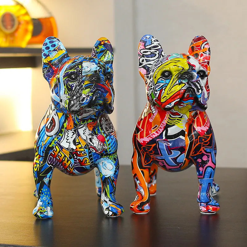 American Bully Graffiti Painted Statue