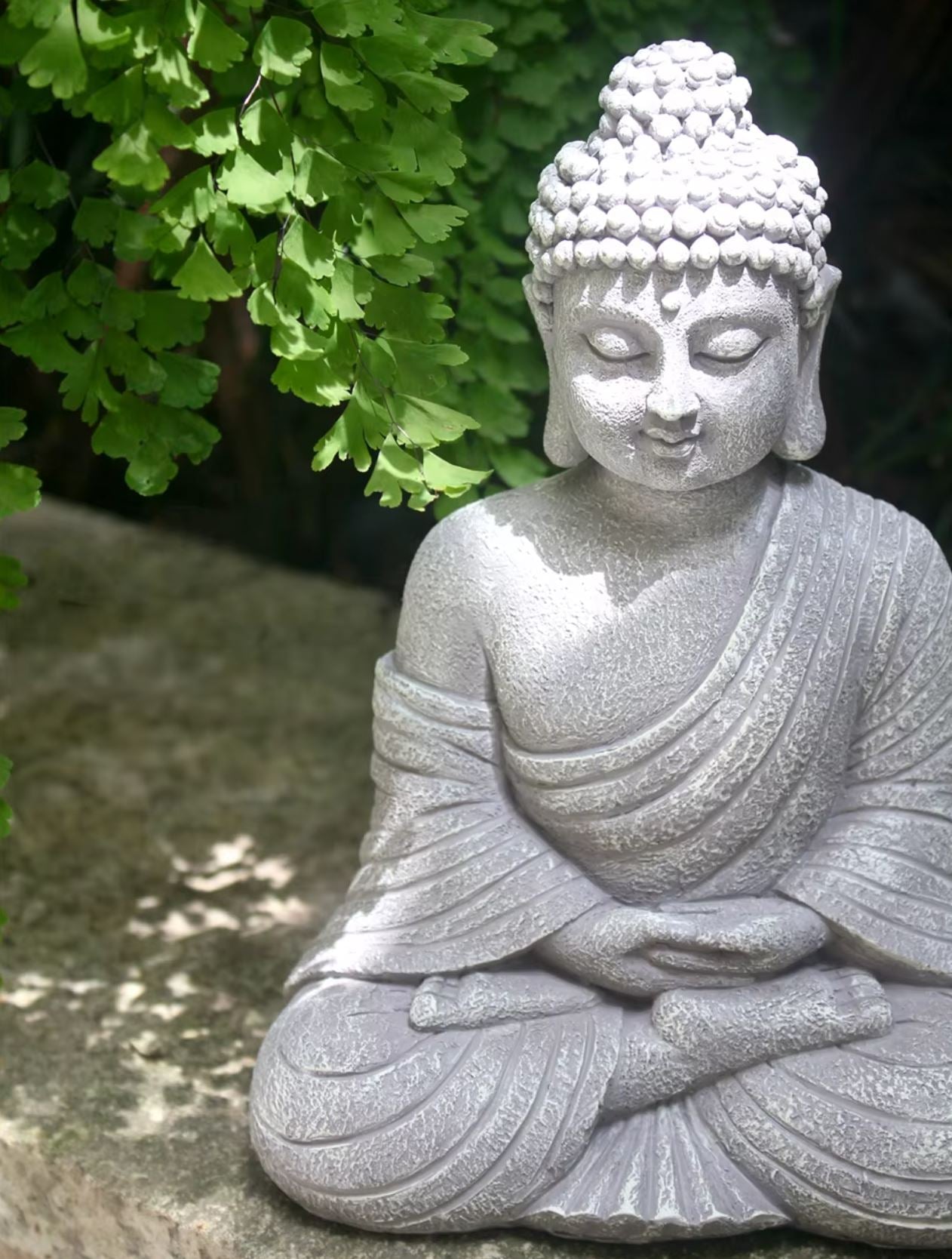 Gray Buddha Statue for Outdoors 23 cm