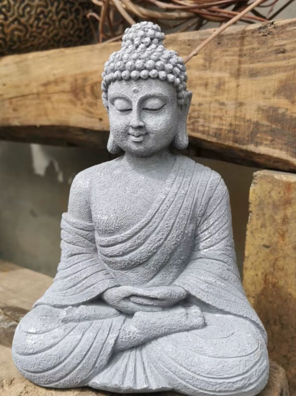 Gray Buddha Statue for Outdoors 23 cm