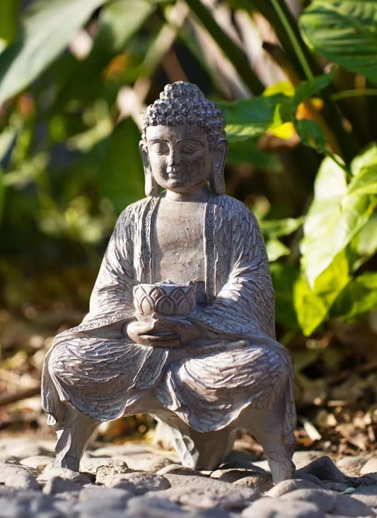 Zen Buddha Statue in Resin for Outdoors 27 cm