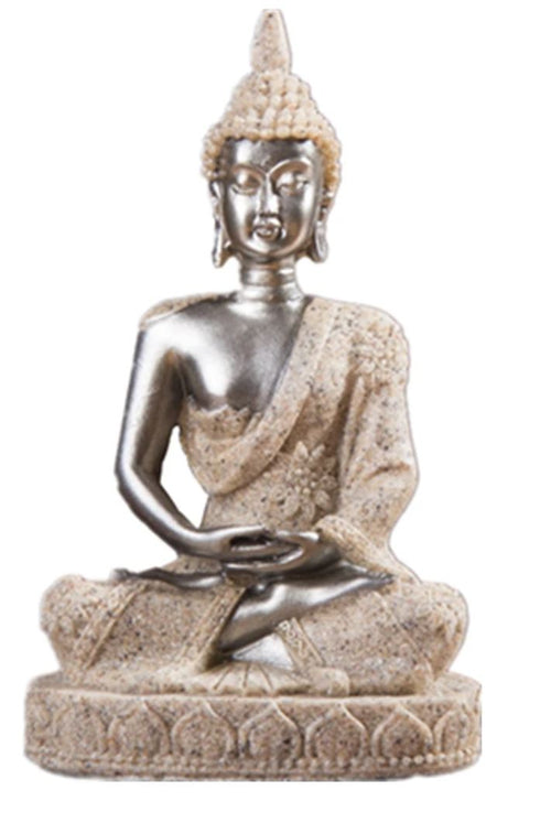 Buddha Statue, Sand / Silver, 11 cm