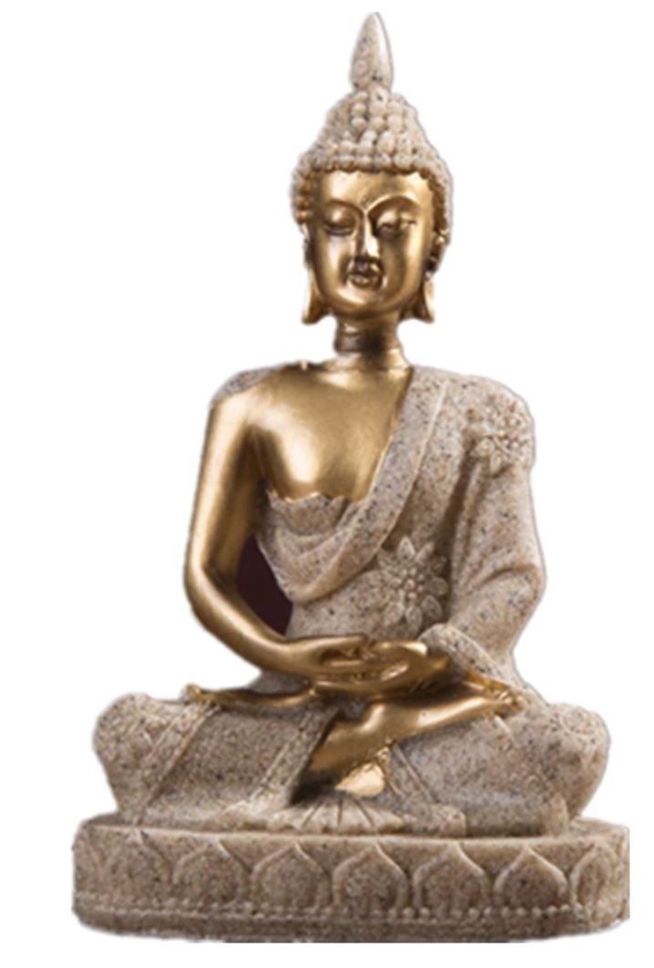 Buddha Statue, Sand / Gold, 11 cm
