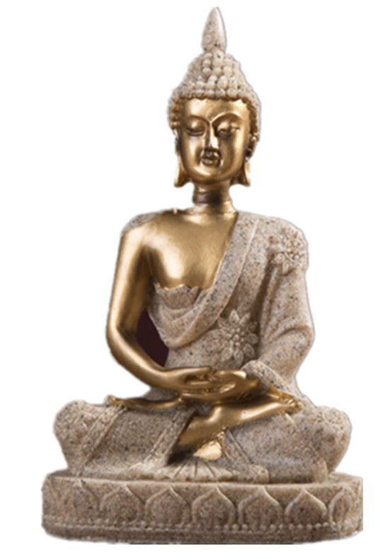 Buddha Statue, Sand / Gold, 11 cm
