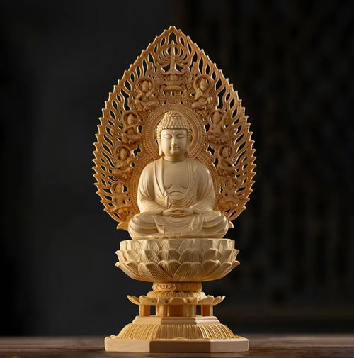 Buddha Statue in Wood 28 cm