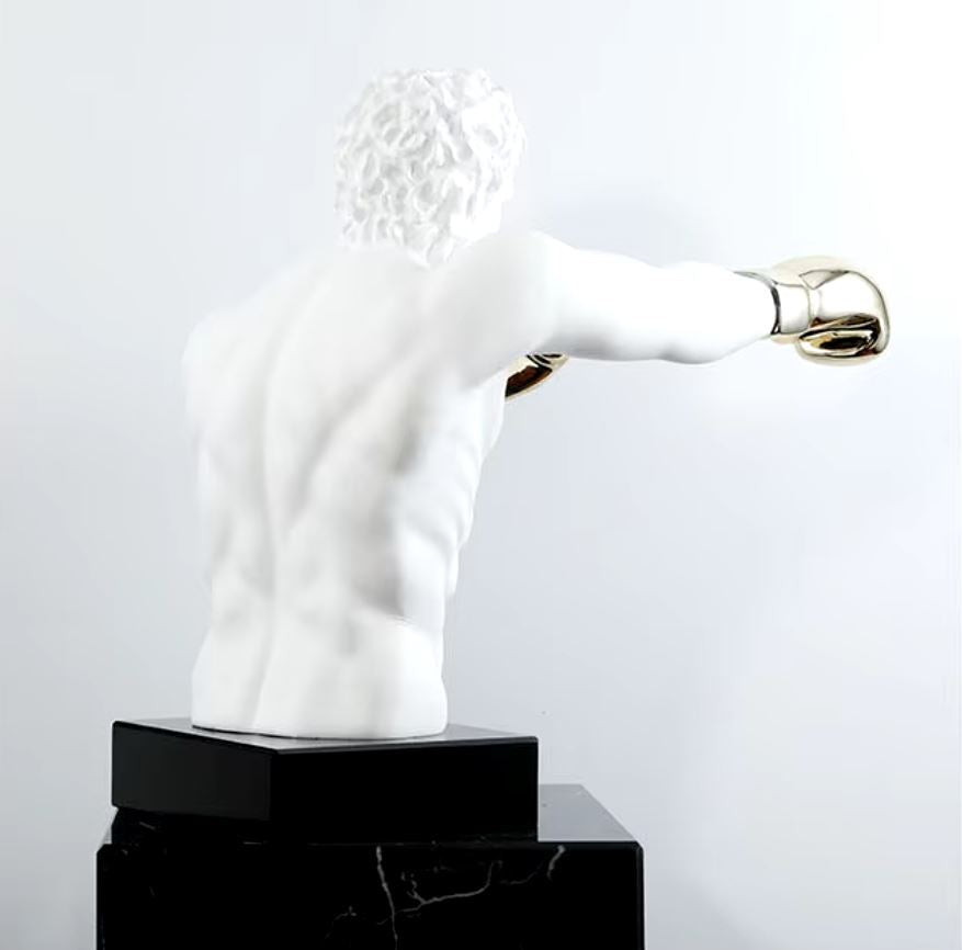 Boxer Statue with Gold Gloves 53 cm